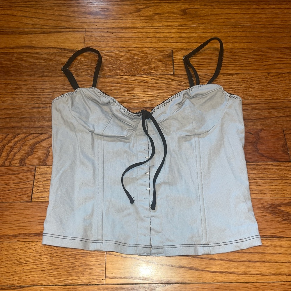 White Fox Woman’s Blue and Black Bow Corset Top Size S